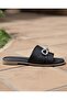 Black Stone Embellished Bow Open Toe Summer Slippers - 2