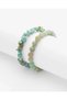 (2 Bracelets) Natural Stone Cracked Stone & 8 mm Linden Green Amazonite Stone Women's Bracelet in Special Gift Box