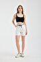 High Waist Pleated Shorts – Double Piping Belt, Pockets, Casual - 7