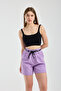 High Waist Pleated Shorts – Double Piping Belt, Pockets, Casual - 5