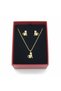 Cat Figured Zircon Stone Necklace and Earring Set - Special Gift Boxed - Gold Color - 2