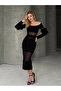 Feather Detailed Full Lycra Midi Dress - 7