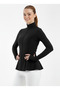 Women's Peplum Cut Sports Jacket with Finger Holes -Hijab Compatible/Peplum-Style Athletic Jacket - 2