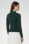 Women Spread Collar Long Sleeve Textured Sweater, Dark Green - 4