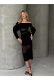 Feather Detailed Full Lycra Midi Dress - 3