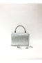 Silver Color Laser Patterned Material Evening Dress Portfolio Clutch Women's Bag for Handheld Use and Use with Long Strap