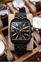 Black Men's Wristwatch |   Square Case with Rose Detail, Multifunctional, Steel Band - 2