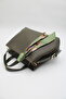 Women's Khaki Large Size Double Handle Scarf Detailed Hand, Arm and Shoulder Bag - 7