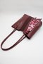 Women's Burgundy Leather Large Size Scarf Detailed Puppy Hand, Arm and Shoulder Bag - 8