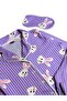 Girl's Cotton Suede Fabric Lilac Rabbit Patterned Sleep Band Shirt Collar Buttoned Pajama Set - 3