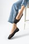 Calista Women's Black Knitted Detailed Square Toe Mesh Ballerina Shoes - 2