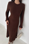 Women's Ribbed Long Knit Dress – Grey Flow - 2