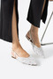Lerina Women's White Pointed Toe Slingback Sequin Detailed Flat Sole Ballerina Shoes - 2