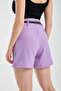 Women's High-Waisted Pleated Shorts with Trim Belt - 4