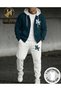Two-Tone Hooded New York Print Full Winter Oversize Cardigan Tracksuit Set with Full Fleece Lining