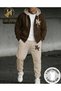 Two-Tone Hooded New York Print Full Winter Oversize Cardigan Tracksuit Set with Full Fleece Lining