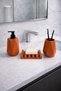 Decorative 3 Piece Geometric Orange Color Concrete Bathroom Set Toothbrush Holder Liquid Soap Dispenser Solid Soap Dispenser - 4