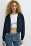 Women's Crop Cardigan Hooded 3 Thread Threaded Cotton Lined Cardigan