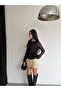 Women's Black Degaje Collar Lace Detailed Blouse - 6