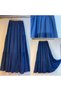 Women's Blue Elastic Waist Viscose Long Skirt - 2