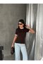 Women's Contrast Striped Blouse with Pearl Detail - 3