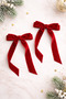 Girl's Red Velvet Bow Clip Buckle – Set of 2