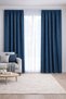 Petrol Blue Adafon Fon Curtain Single Wing Honeycomb Velvet Textured Flat Installation