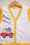 Patterned Combed Cotton Baby Vest with Cotton Snap Fasteners - 3