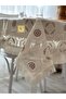 Tablecloth Plastic Ecru Floral Embossed Rosette Pattern – Shiny Fringed –