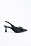 Lapes Bowknot Open Back Women's Heeled Shoes Black Satin - 3