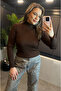 Brown High-Necked Knitwear with Sleeve Detail - 2