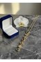 Baguette and Marquise Crystal Stone Gold Color Steel Necklace