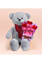 Valentine's Day Gift 90 cm Plush Teddy Bear with Bow Tie - Teddy Bear Bouquet with Heart + Bracelet - 3