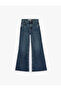 Buttoned Pockets Regular Waist Cotton Comfortable Fit Spanish Style Denim Trousers - 4