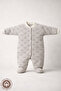 Unisex Baby Star Patterned 0-6 Months Combed Organic Cotton Baby Jumpsuit with Booties - 4