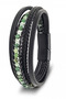 Men's Leather Bracelet Green Agate Natural Stone Black Multi Leather Cord Bracelet