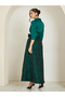Women Green Floral Tie-Up A-Line Maxi Dress - 5