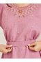Women Pink Embroidered Belted Jalabiya - 4