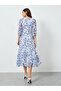 Women Floral Printed Wrap Midi Dress - 5