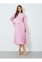 Women Lilac Long Sleeves Pleated Midi Dress