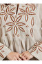 Women Beige Embroidered Pleated Jalabiya - 4