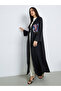 Women Black Floral Embroidered Abaya