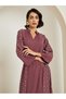 Women Burgundy Foil Print Jalabiya - 2