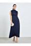Women Navy Blue Sleeveless A-Line Maxi Dress - 2
