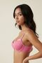 Candy Pink Young Girls Satin Detailed Padded Underwire Bra - Removable Straps Supported Everyday Bra - 2