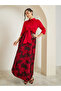 Women Red Floral Tie-Up A-Line Maxi Dress - 3
