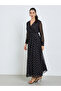 Women Black Gold Foil Print A-Line Flared Maxi Dress - 3
