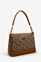 Silver Polo Women's Bag Checkered Plaid Beige Tan 910 - 2