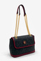 Silver Polo Crossbody Women's Bag Monogram Patterned Black-Claret Red 1084 - 2