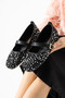 Silver Sequin Glittery Buckle Detail Women's Stylish Casual Ballet Flats